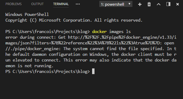 You cannot use Docker commands in Powershell