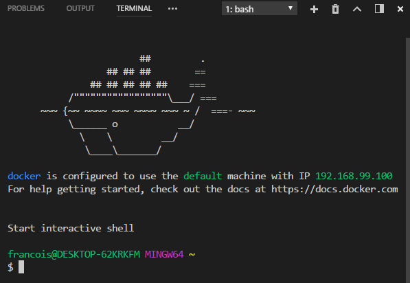 Docker Toolbox is correctly launched